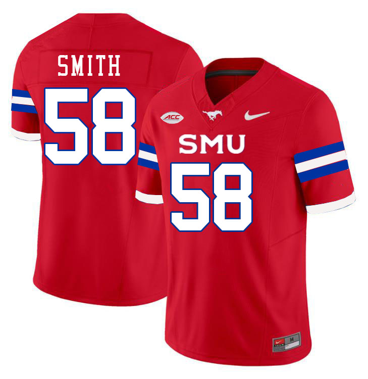 SMU Mustangs #58 Isaiah Smith Jersey College Football Uniforms-Red